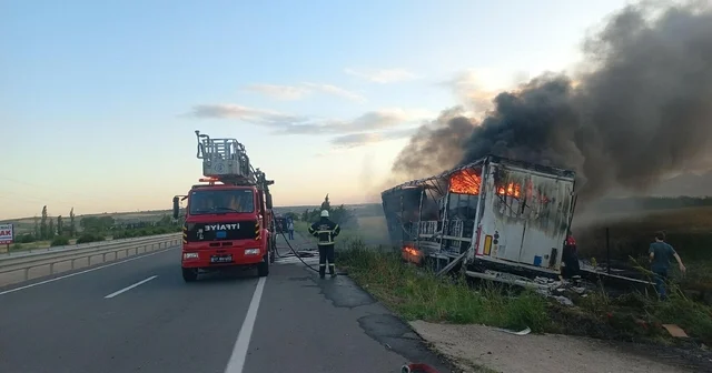 Yanan TIR ın şoförü 3 promil alkollü çıktı Çanakkale Haberleri