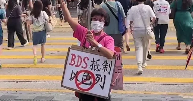 Hong Kong da bir kadın ülkesine gelen Siyonistleri elindeki Filistin bayrağıyla karşılıyor VİDEO İZLE