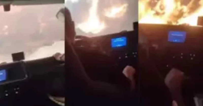 Hatay da itfaiye aracı alevlerin arasında kaldı!