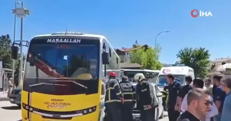 Aksaray da kaza! Otomobil, halk otobüsüne çarptı