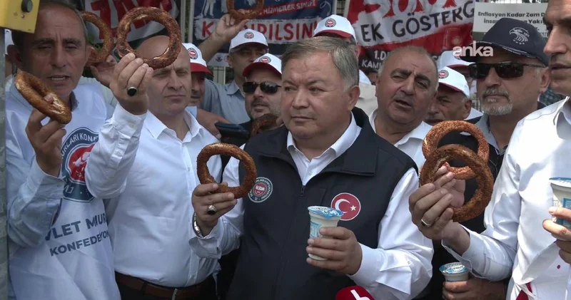 Memurlardan simit ayranlı eylem: Yemek yardımımızın karşılığı bu