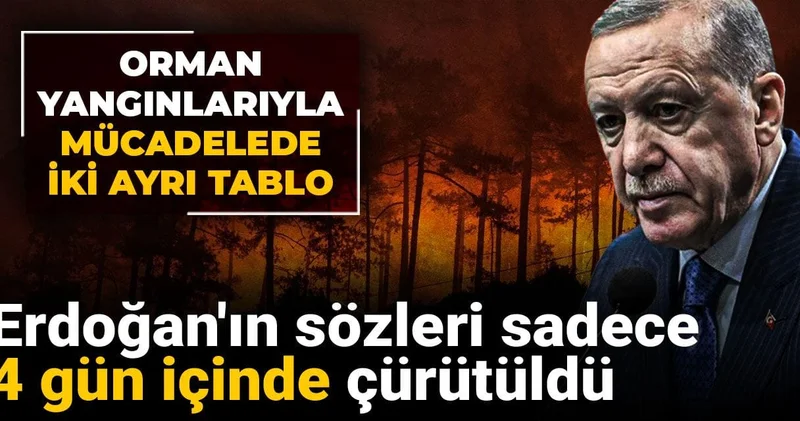 Erdoğan ın sözleri sadece 4 gün içinde çürütüldü! Orman yangınlarıyla mücadelede iki ayrı tablo