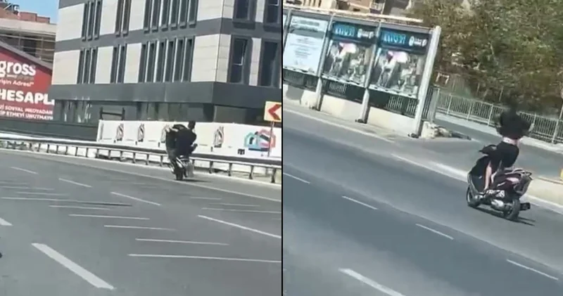 Tek teker üstünde ölümle dans! Umursamaz sürücü kameralarda