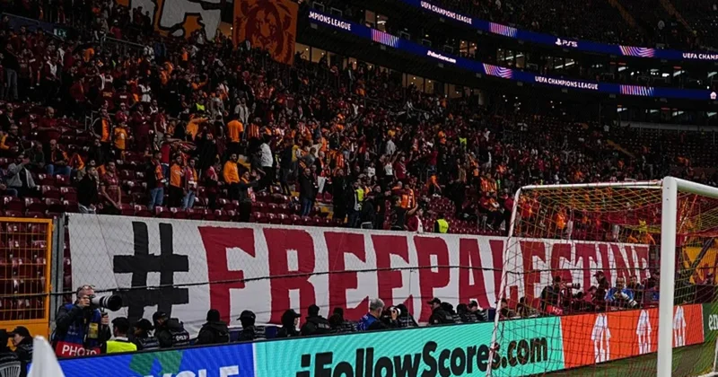 Galatasaray tribünleri Gazze yi unutmadı! Liverpool maçı öncesi büyük destek...