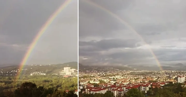 Bartın da gökkuşağı, güzel görüntüler oluşturdu