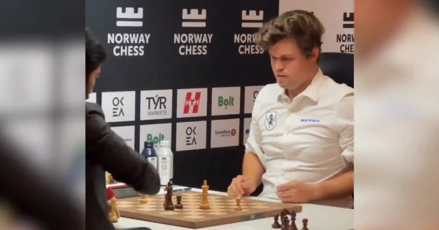 Satrancın kralı Magnus Carlsen Hint rakibine yenilince çileden çıktı VİDEO İZLE