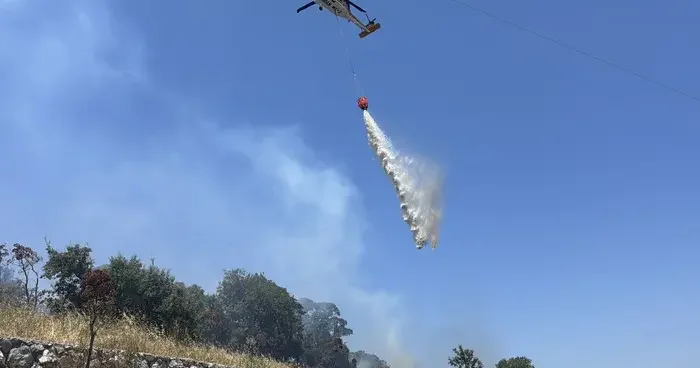 Bodrum da tarım arazisi ve otluk alanda çıkan yangın söndürüldü