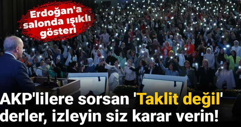 AKP lilere sorsan Taklit değil derler, izleyin siz karar verin! Erdoğan a salonda ışıklı gösteri
