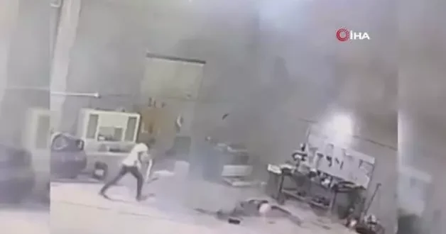 Lastik hava basılırken bomba gibi patladı