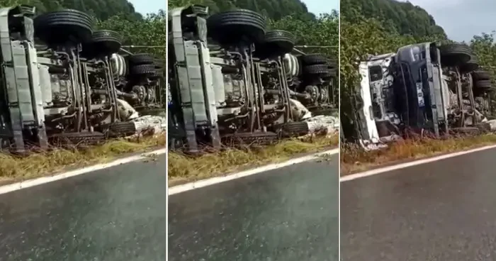 Beton mikseri fındık tarlasına devrildi: Sürücü yaralandı