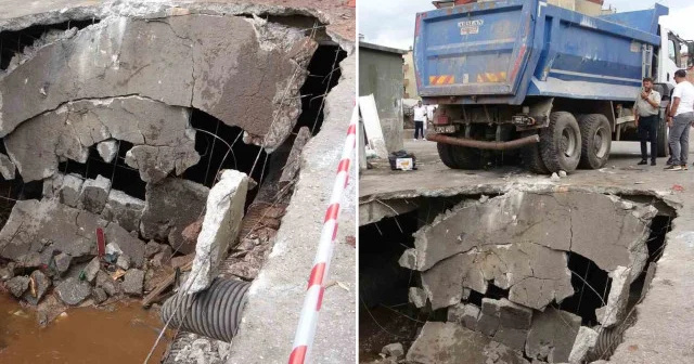 Beton zemin çöktü hafriyat kamyonu içine düştü: Büyük bir faciadan dönüldü Kocaeli Haberleri