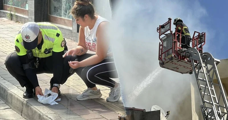 Çanakkale’de korkutan yangın! Yavru kediyi polis kurtardı