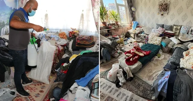 Eskişehir de müstakil evden 1 ton çöp çıkarıldı Eskişehir Haberleri