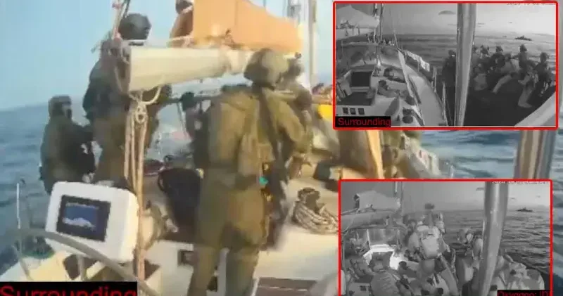 İsrail askerlerinin Sumud Filosu ndaki tekneye baskın anı kamerada