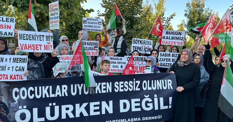Manisa da İsrail e kornalı tepki