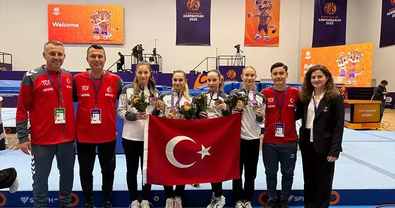 Trampolin Cimnastik Kadın Milli Takımı’ndan Azerbaycan’da tarihi madalya