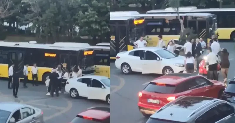 Sarıyer’de sürücülerin tekme tokat park yeri kavgası kamerada