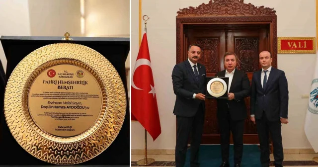 Erzincan Valisi Aydoğdu ya Fahri Hemşehrilik Beratı Gündem Haberleri