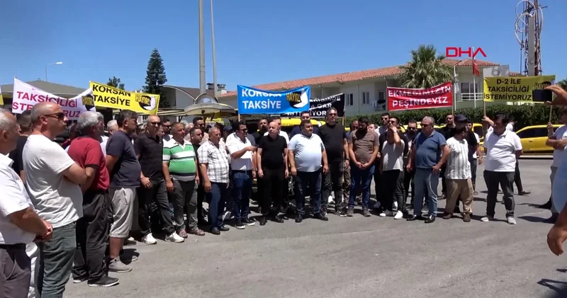 Turizm merkezinde taksicilerden kontak kapatma eylemi