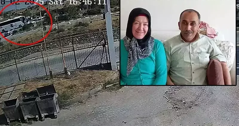 Otobüsün çarptığı otomobildeki çiftin öldüğü kaza kamerada