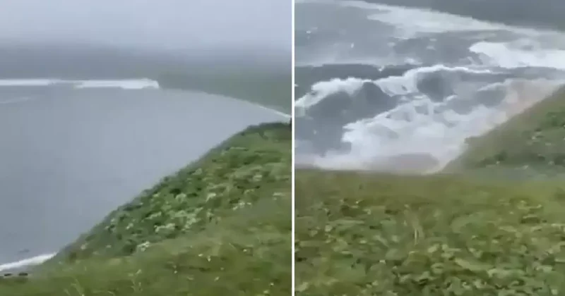 8.8 lik depremin ardından oluşan tsunami böyle görüntülendi