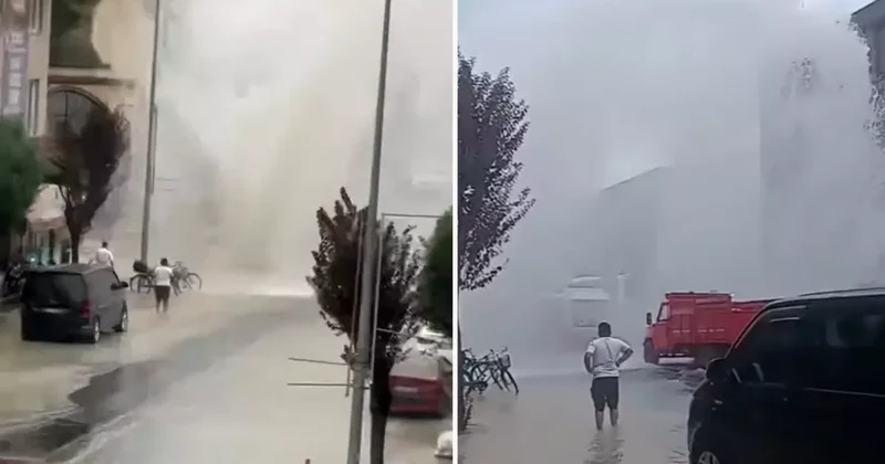 Düzce de Su Borusu Patladı