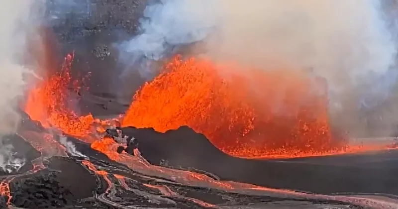 Hawaii deki Kilauea Yanardağı nda 32 inci patlama! 100 metreye kadar lav püskürdü