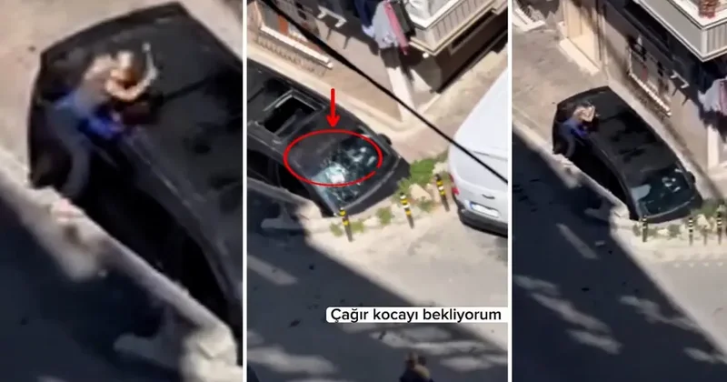 Kocanı ara diye bağırıp aracı çekiçle parçaladı