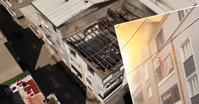 Bursa da korku dolu anlar! Yangından böyle kurtuldular! O anların görüntüsü ortaya çıktı