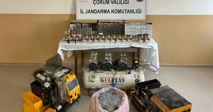 Alaca’da kaçak sigara imalathanesine jandarma baskını