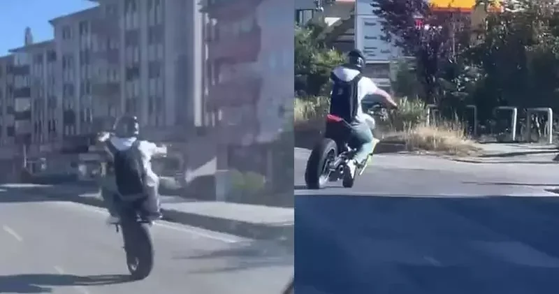 Tek teker üzerinde ilerleyip, hız yaptı; o anlar kamerada