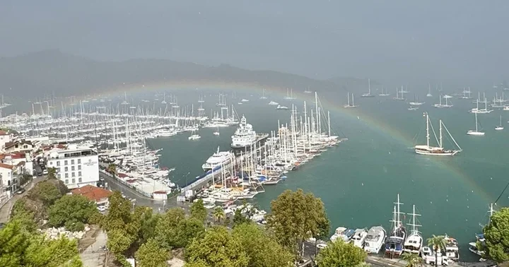 Fethiye de gökkuşağı oluştu