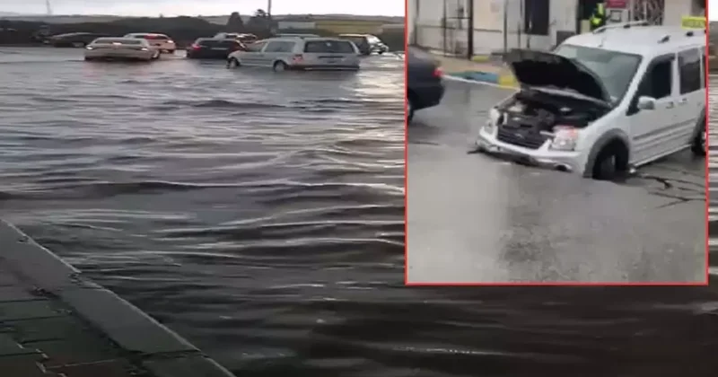 İzmir i sağanak yağış vurdu! Yol çöktü, seyir halindeki araç göçüğe düştü