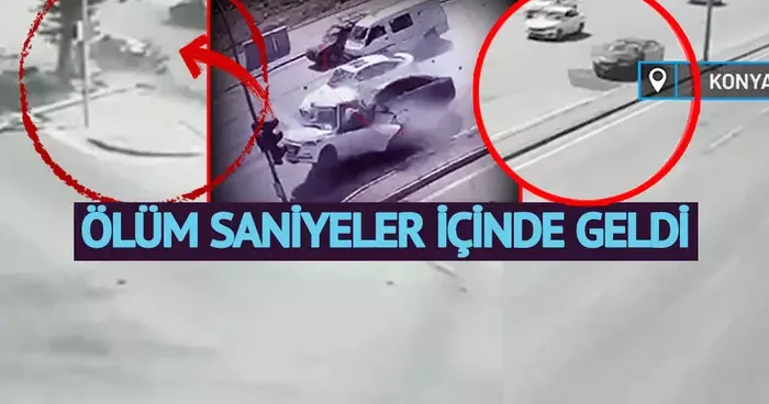 Ölüm saniyeler içinde geldi! Konya da dehşete düşüren kaza: Kırmızı ışıkta bekleyen araç kağıt gibi ikiye bölündü