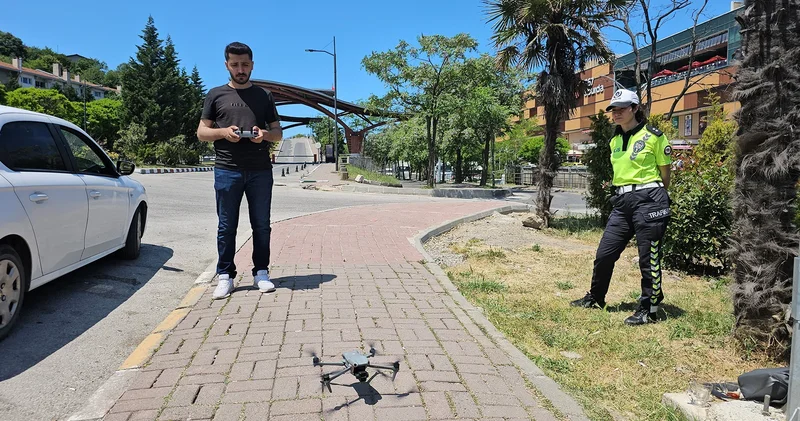 Zonguldak ta trafikte bayram öncesi dronlu denetim