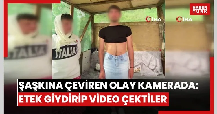 Şaşkınlığa çeviren olay kamerada: Hırsızlık yaptığı iddia edilen kişilere etek giydirip video çektiler