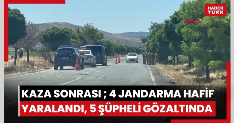 Kaza sonrası arbede; 4 jandarma hafif yaralandı, 5 şüpheli gözaltına alındı