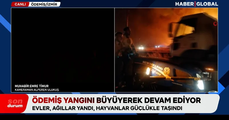 İzmir de alevlerle mücadele devam ediyor: Haber Global ekibi son durumu görüntüledi