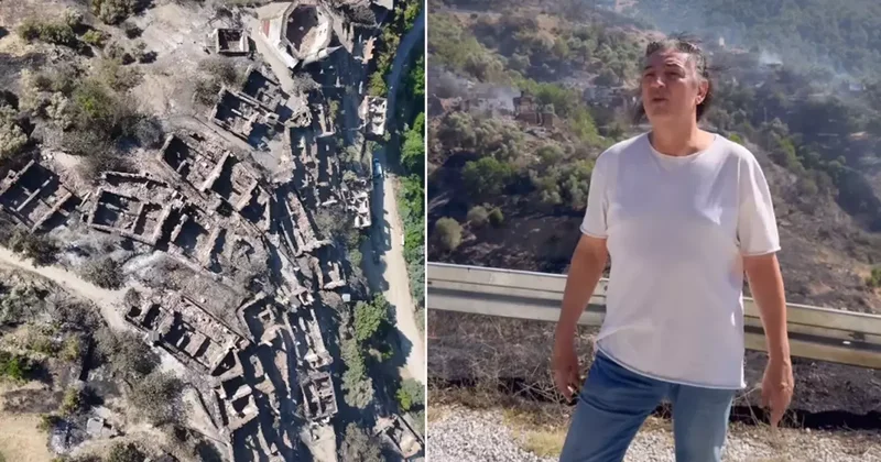 Yangın bölgesine arazi aracıyla giden Çelik, son durumu paylaştı