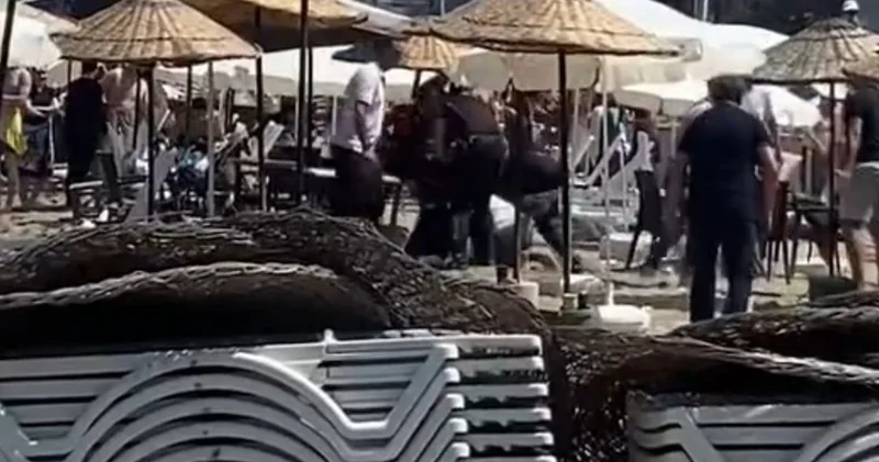 Halk plajında şezlong kavgası! Zabıtaları dövmeye kalktılar