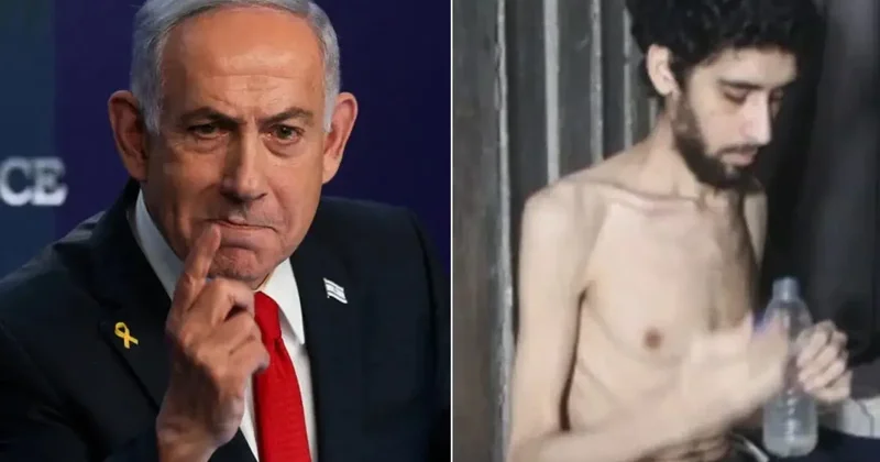 Dünya İsrailli esirin videosunu konuşuyor! Netanyahu zorda, halk sokağa döküldü