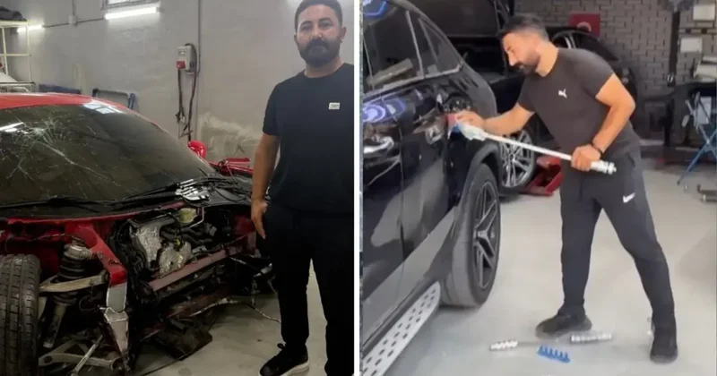 Ferrari yi perte çıkartan ustadan yeni skandal! Bu kez aracın boyasını kaldırdı