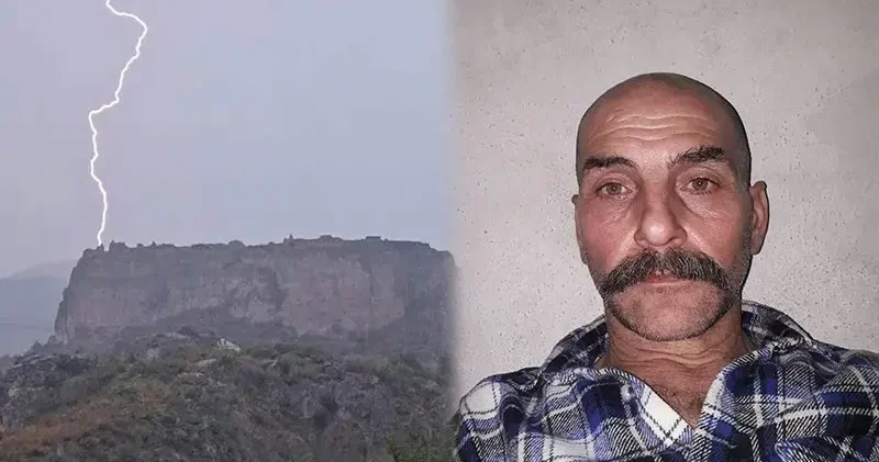 Hayvan otlatırken üzerine yıldırım düştü