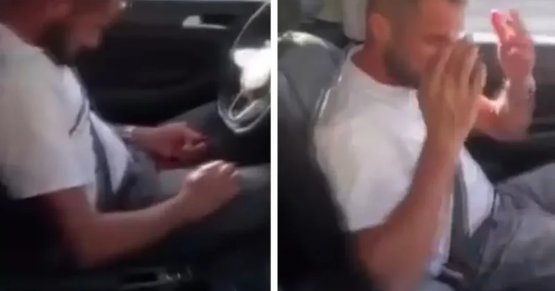 Trafiği tehlikeye soktu! Yolun ortasında uyudu, o anlar kameralarda