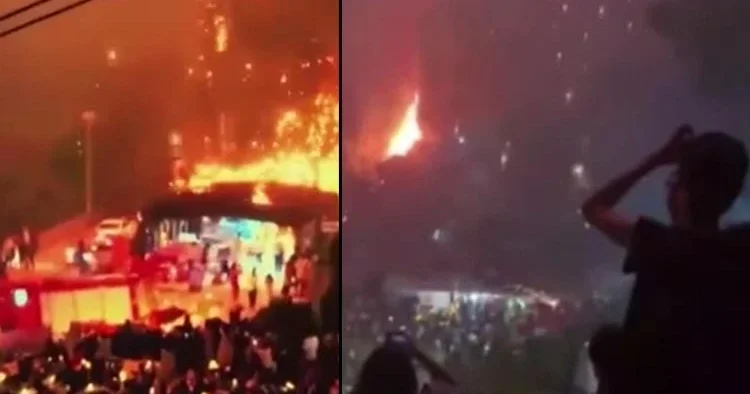 Havai fişek gösterisi kontrolden çıktı: Gökten alev topu yağdı