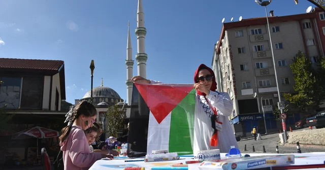 Gümüşhane de Filistinli çocuklar için çiz etkinliği yapıldı Gümüşhane Haberleri