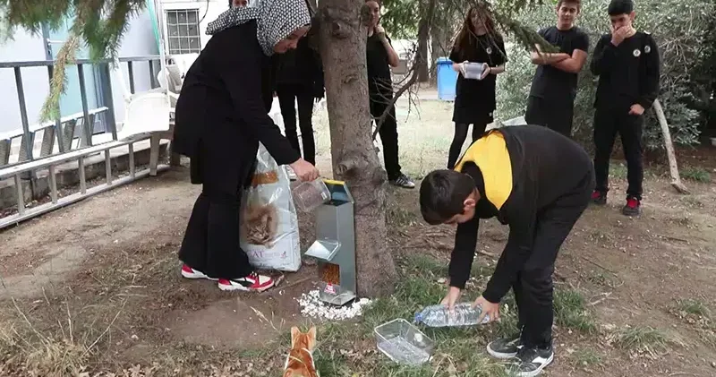 Demirören Medya ve Teknoloji MTAL öğrencilerinden sokak hayvanlarına mama desteği