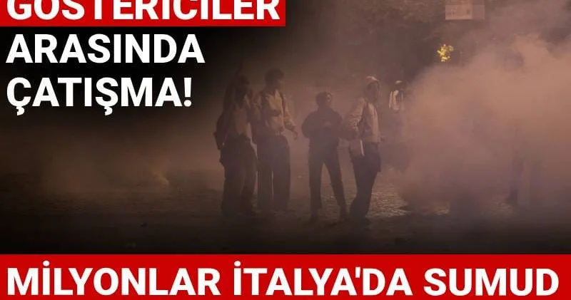 Milyonlar İtalya da Sumud için sokağa döküldü: Polis ile göstericiler arasında çatışma!