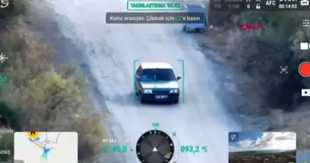 Ehliyetsiz sürücü uygulamayı görünce arkadaşıyla yer değiştirdi, drona yakalandı