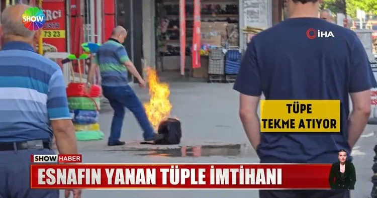 Yanan tüpe tekmeli müdahale!